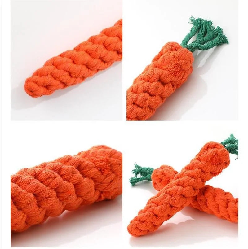 Carrot Rope Chew Toy for Dogs | Durable Cotton Tug & Dental Toy