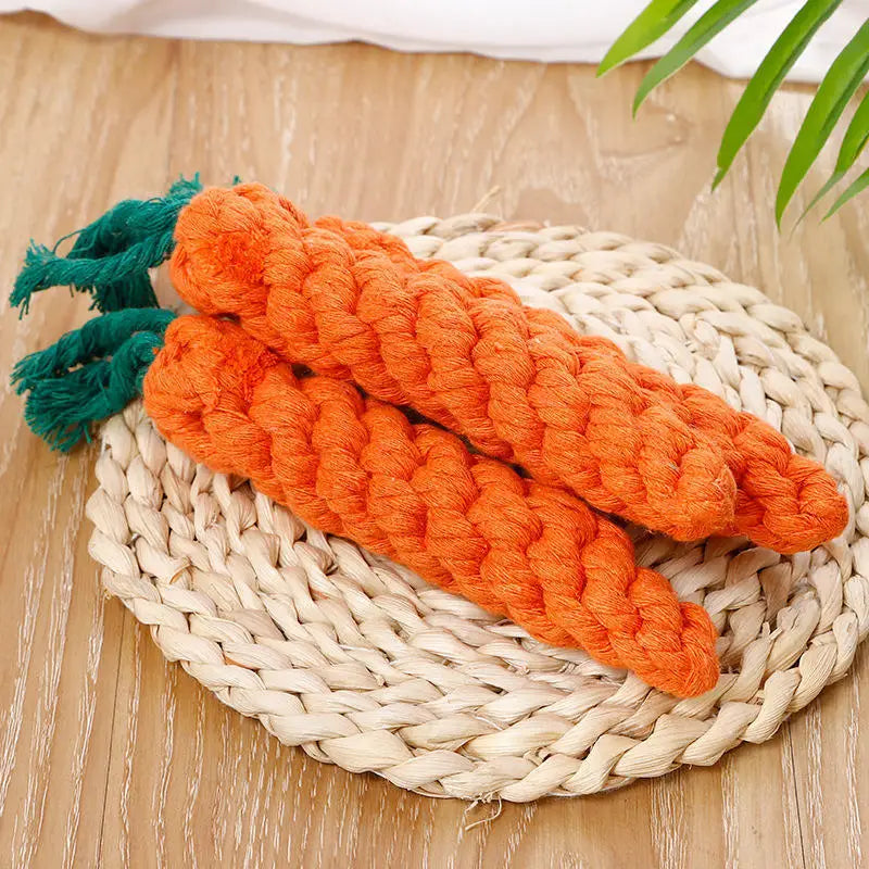 Carrot Rope Chew Toy for Dogs | Durable Cotton Tug & Dental Toy