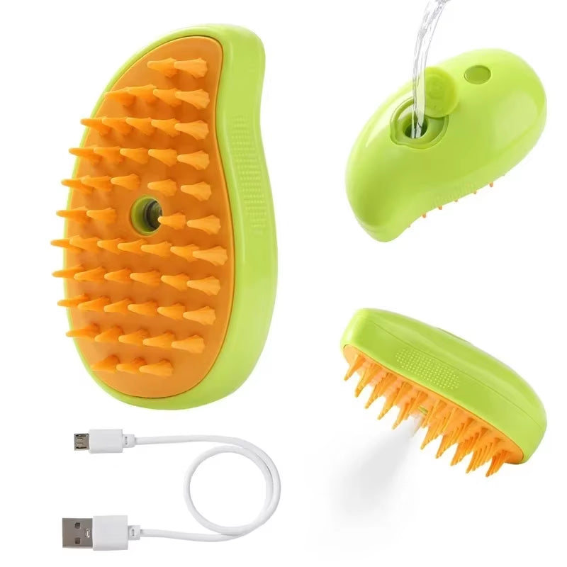 3-in-1 Steam Pet Brush – Self-Cleaning Grooming & Massage Brush for Dogs & Cats