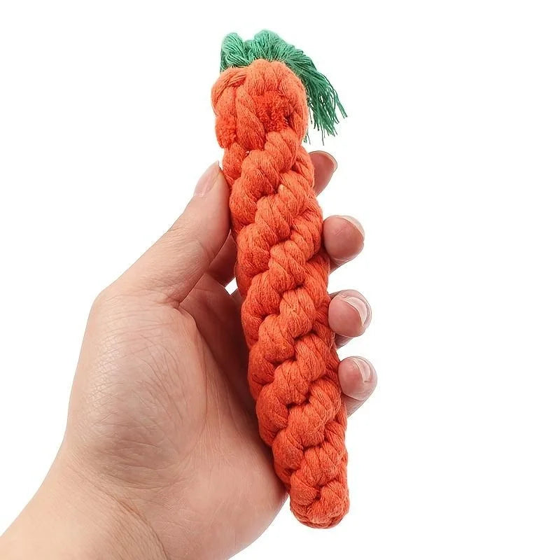 Carrot Rope Chew Toy for Dogs | Durable Cotton Tug & Dental Toy