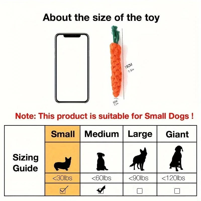 Carrot Rope Chew Toy for Dogs | Durable Cotton Tug & Dental Toy