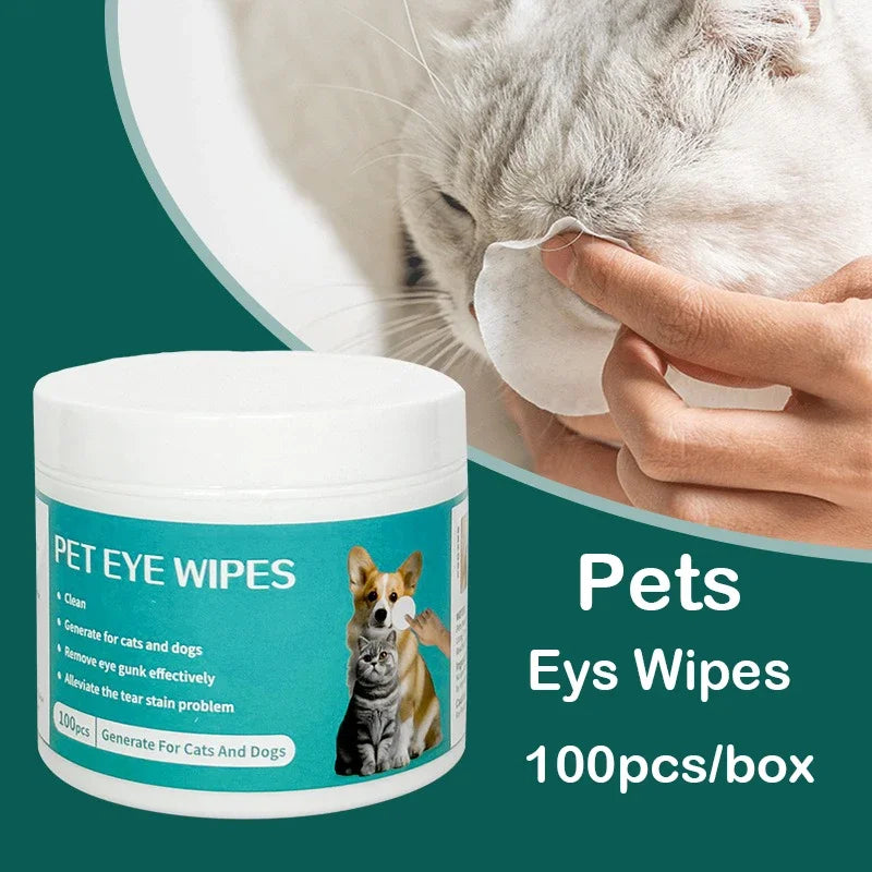 Pet Eye Cleaning Wipes – Tear Stain Remover for Dogs & Cats (100 PCS)