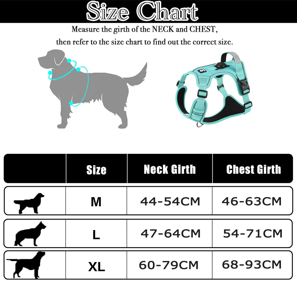 Tactical Dog Harness with Airtag Holder & Control Handle