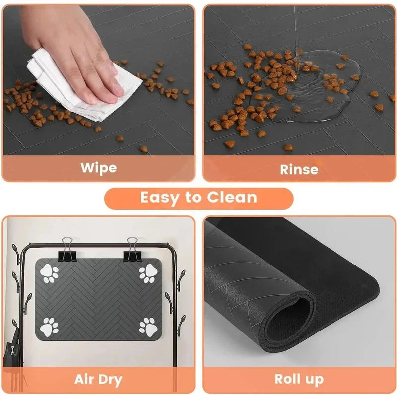 Absorbent Waterproof Pet Feeding Mat – Non-Slip Food & Water Bowl Mat for Dogs & Cats