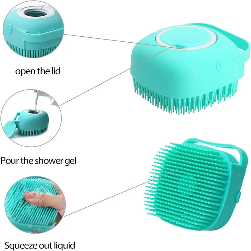 Silicone Pet Bath & Massage Brush for Dogs & Cats