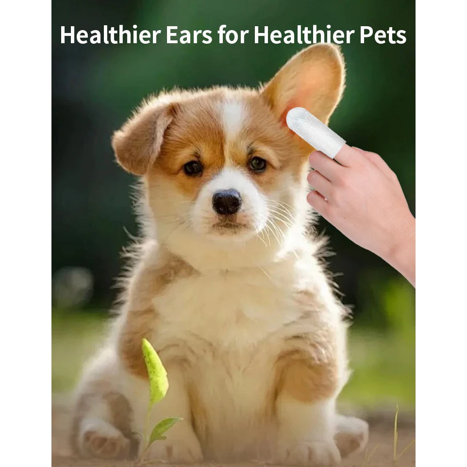 Pet Ear Cleaning Finger Wipes – Gentle Ear Cleaner for Dogs & Cats (50 PCS)