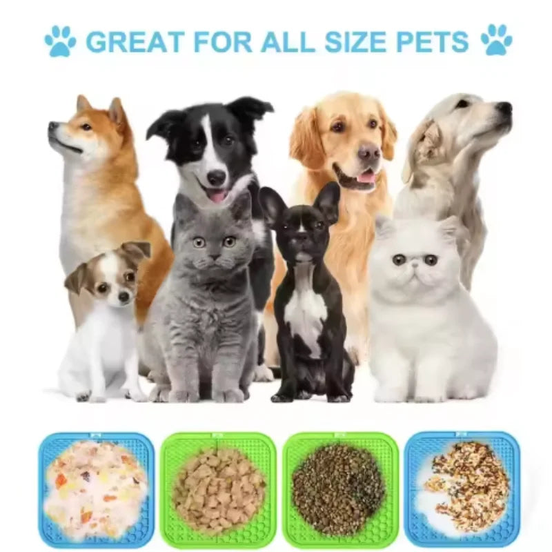 Silicone Lick Mat for Dogs & Cats – Slow Feeding Suction Cup Mat for Bathing & Anxiety Relief