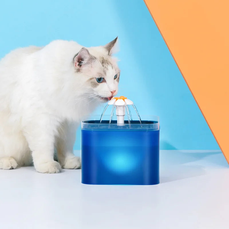 2L Automatic Pet Water Fountain with LED Light – USB Filtered Water Dispenser for Cats & Dogs